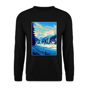 Kitzbuhel Austria Vintage Travel Poster Souvenir - Unisex Sweatshirt - black - Front - Alina (178cm) & Michal (187cm)