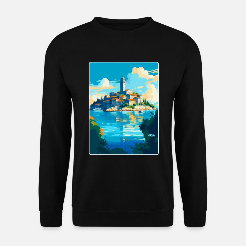 Insel Rab Kroatien Vintage Reiseplakat Souvenir - Unisex Pullover - Schwarz