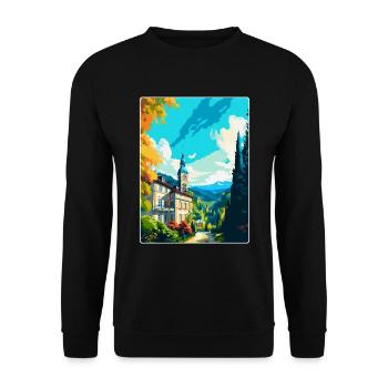 Baden Baden Germany Vintage Travel Poster Souvenir - Unisex Sweatshirt - black - Front - Alina (178cm) & Michal (187cm)