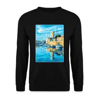 La Rochelle France Vintage Travel Poster Souvenir - Unisex Sweatshirt - black - Front - Alina (178cm) & Michal (187cm)