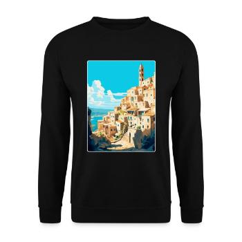 Matera Italy Vintage Travel Poster WPA Souvenir - Unisex Sweatshirt - black - Front - Alina (178cm) & Michal (187cm)