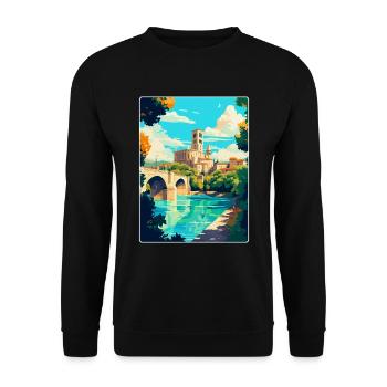 Avignon France Affiche de voyage vintage Souvenir WPA - Sweat-shirt Unisexe - noir - Devant - Alina (178cm) & Michal (187cm)