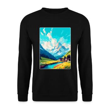 Lech Österreich Vintage Reiseplakat WPA Souvenir - Unisex Pullover - Schwarz - Vorne - Alina (178cm) & Michal (187cm)