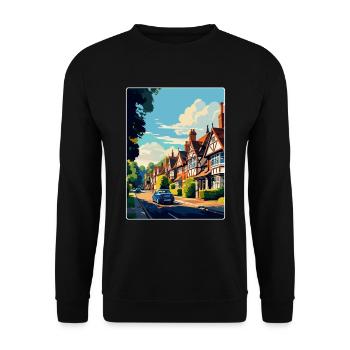 Lindfield Angleterre Royaume-Uni Affiche de voyage vintage WPA Art - Sweat-shirt Unisexe - noir - Devant - Alina (178cm) & Michal (187cm)