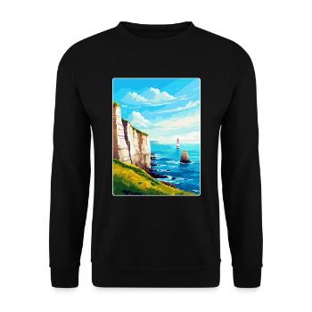 Beachy Head Sussex Vintage Voyage Poster Souvenir - Sweat-shirt Unisexe - noir - Devant - Alina (178cm) & Michal (187cm)