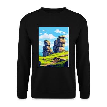 Brimham Rocks Angleterre Royaume-Uni Affiche de voyage vintage WPA - Sweat-shirt Unisexe - noir - Devant - Alina (178cm) & Michal (187cm)