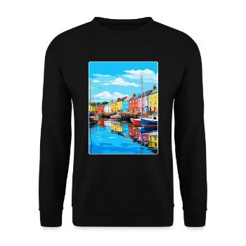 Plymouth England Uk Vintage Travel Poster Souvenir - Unisex Sweatshirt - black - Front - Alina (178cm) & Michal (187cm)