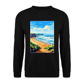 Perranporth Beach Angleterre Royaume-Uni Voyage Affiche WPA Art - Sweat-shirt Unisexe - noir - Devant - Alina (178cm) & Michal (187cm)