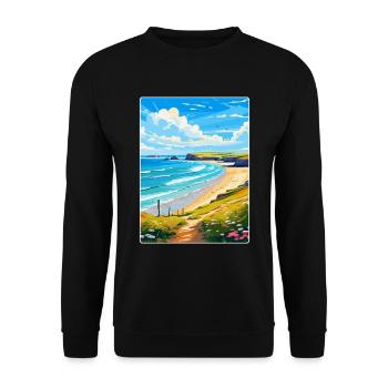 Daymer Bay Cornwall England Uk Travel Poster WPA - Unisex Sweatshirt - black - Front - Alina (178cm) & Michal (187cm)