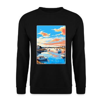 Poole Harbour England Uk Vintage Reiseposter WPA - Unisex Pullover - Schwarz - Vorne - Alina (178cm) & Michal (187cm)