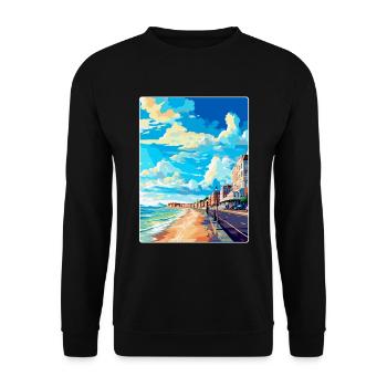 Hove England Uk Vintage Reiseplakat Souvenir WPA - Unisex Pullover - Schwarz - Vorne - Alina (178cm) & Michal (187cm)