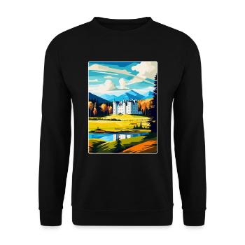 Blair Castle Écosse Royaume-Uni Affiche de voyage vintage WPA - Sweat-shirt Unisexe - noir - Devant - Alina (178cm) & Michal (187cm)