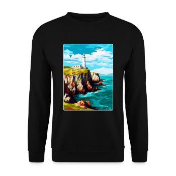 South Stack Cliffs Anglesey Affiche de voyage vintage - Sweat-shirt Unisexe - noir - Devant - Alina (178cm) & Michal (187cm)