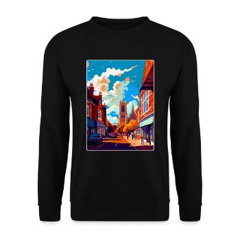 Guildford Angleterre Royaume-Uni Affiche de voyage vintage WPA Art - Sweat-shirt Unisexe - noir - Devant - Alina (178cm) & Michal (187cm)