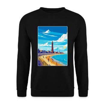 Blackpool Uk Vintage Reiseposter WPA Souvenir - Unisex Pullover - Schwarz - Vorne - Alina (178cm) & Michal (187cm)