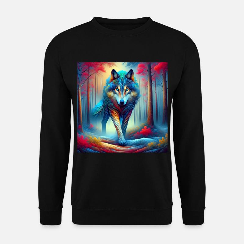 Fantasy Wolf Fabelwesen wunderschönes Tier - Unisex Pullover - Schwarz