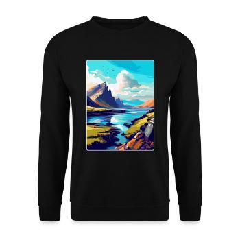 Isle Of Skye Scotland Uk Travel Poster Souvenir - Unisex Sweatshirt - black - Front - Alina (178cm) & Michal (187cm)