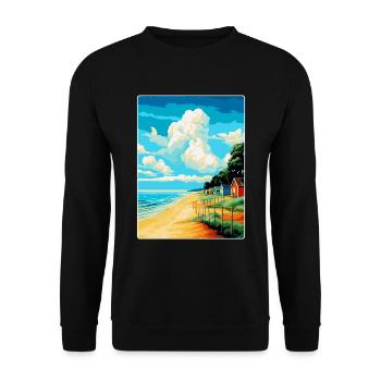 Norfolk Coast Vintage Travel Poster Souvenir WPA - Unisex Sweatshirt - black - Front - Alina (178cm) & Michal (187cm)