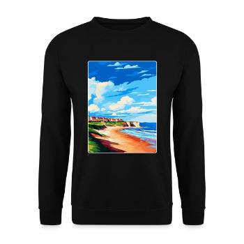 Filey Yorkshire Vintage Travel Poster Souvenir WPA - Unisex Sweatshirt - black - Front - Alina (178cm) & Michal (187cm)