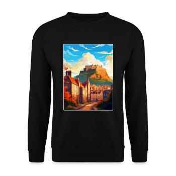 Edinburgh Scotland Uk Travel Poster Souvenir WPA - Unisex Sweatshirt - black - Front - Alina (178cm) & Michal (187cm)