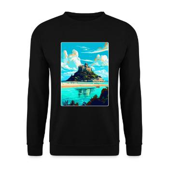 St Michaels Mount England Uk Travel Poster WPA - Unisex Sweatshirt - black - Front - Alina (178cm) & Michal (187cm)
