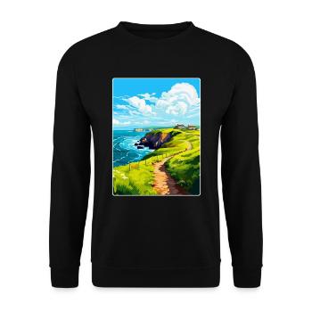 St Davids Head Pays de Galles Royaume-Uni Affiche de voyage Souvenir WPA - Sweat-shirt Unisexe - noir - Devant - Alina (178cm) & Michal (187cm)