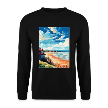 Saltburn By The Sea England Uk Travel Poster WPA - Unisex Sweatshirt - black - Front - Alina (178cm) & Michal (187cm)