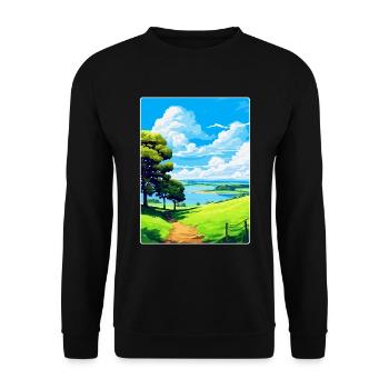 Mount Edgcumbe Country Park Travel Poster Souvenir - Unisex Sweatshirt - black - Front - Alina (178cm) & Michal (187cm)