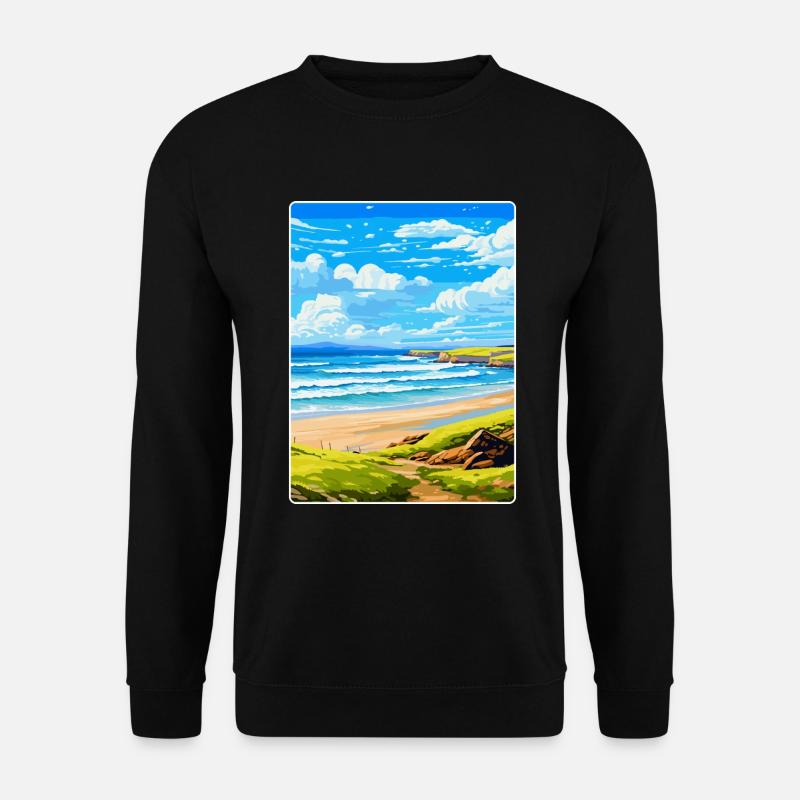 Constantine Bay Cornwall England Vereinigtes Königreich Reiseposter - Unisex Pullover - Schwarz