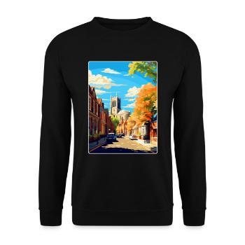 Richmond England Uk Vintage Reise Poster Souvenir - Unisex Pullover - Schwarz - Vorne - Alina (178cm) & Michal (187cm)