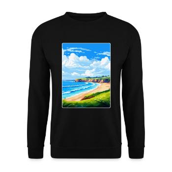 Maenporth Cornwall England Uk Travel Poster WPA - Unisex Sweatshirt - black - Front - Alina (178cm) & Michal (187cm)