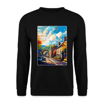 Skipton England Uk Vintage Reiseposter Souvenir - Unisex Pullover - Schwarz - Vorne - Alina (178cm) & Michal (187cm)