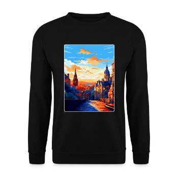 Edinburgh Schottland Großbritannien Reiseposter Souvenir WPA - Unisex Pullover - Schwarz - Vorne - Alina (178cm) & Michal (187cm)