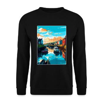 Kingsbridge England Uk Reiseposter Souvenir WPA - Unisex Pullover - Schwarz - Vorne - Alina (178cm) & Michal (187cm)