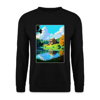 Stourhead Somerset Vintage Travel Poster Souvenir - Unisex Sweatshirt - black - Front - Alina (178cm) & Michal (187cm)