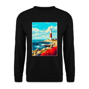 Portland Bill England Uk Reiseplakat Souvenir - Unisex Pullover - Schwarz - Vorne - Alina (178cm) & Michal (187cm)