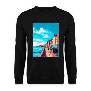 Weymouth England Uk Vintage Reiseposter Souvenir - Unisex Pullover - Schwarz - Vorne - Alina (178cm) & Michal (187cm)