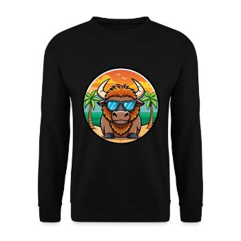 Bison Lustige Cartoon Sommer Strand Sonnenbrille Cool - Unisex Pullover - Schwarz - Vorne - Alina (178cm) & Michal (187cm)