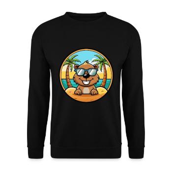 Castor Drôle Dessin Animé Plage D’été Lunettes De Soleil Cool - Sweat-shirt Unisexe - noir - Devant - Alina (178cm) & Michal (187cm)