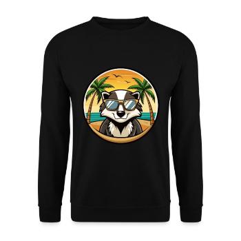 Dachs Lustige Cartoon Sommer Strand Sonnenbrille Cool - Unisex Pullover - Schwarz - Vorne - Alina (178cm) & Michal (187cm)