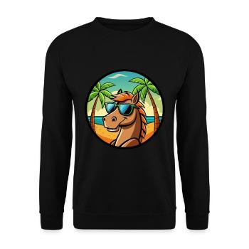 Pferd Lustig Cartoon Sommer Strand Sonnenbrille Cool - Unisex Pullover - Schwarz - Vorne - Alina (178cm) & Michal (187cm)