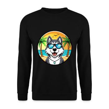 Husky Dog Drôle Dessin Animé Plage Lunettes De Soleil - Sweat-shirt Unisexe - noir - Devant - Alina (178cm) & Michal (187cm)