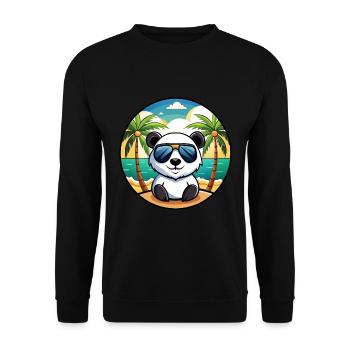 Panda Lustige Cartoon Sommer Strand Sonnenbrille Cool - Unisex Pullover - Schwarz - Vorne - Alina (178cm) & Michal (187cm)