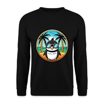 Penguin Funny Cartoon Summer Beach Sunglasses Cool - Unisex Sweatshirt - black - Front - Alina (178cm) & Michal (187cm)