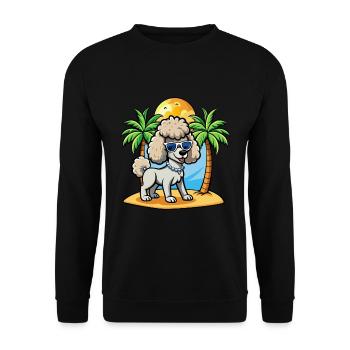 Caniche Chien Drôle Dessin Animé Plage De Plage Lunettes De Soleil - Sweat-shirt Unisexe - noir - Devant - Alina (178cm) & Michal (187cm)
