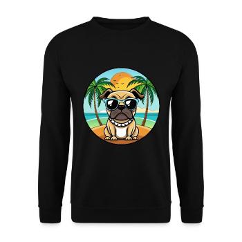 Pug Dog Funny Cartoon Summer Beach Sunglasses Cool - Unisex Sweatshirt - black - Front - Alina (178cm) & Michal (187cm)