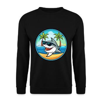 Requin Drôle Dessin Animé Plage D’été Lunettes De Soleil Cool - Sweat-shirt Unisexe - noir - Devant - Alina (178cm) & Michal (187cm)