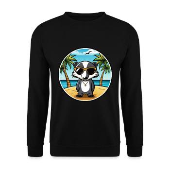 Dachs Lustige Cartoon Sommer Strand Sonnenbrille Cool - Unisex Pullover - Schwarz - Vorne - Alina (178cm) & Michal (187cm)