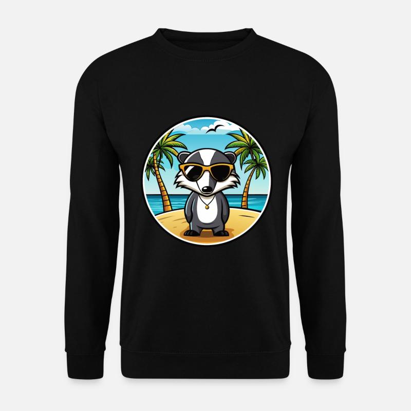 Dachs Lustige Cartoon Sommer Strand Sonnenbrille Cool - Unisex Pullover - Schwarz
