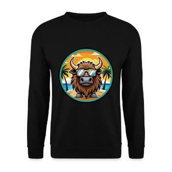 Bison Lustige Cartoon Sommer Strand Sonnenbrille Cool - Unisex Pullover - Schwarz - Vorne - Alina (178cm) & Michal (187cm)